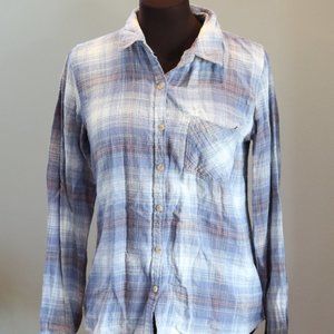 Maurices Blue plaid Button front Shirt Flannel S